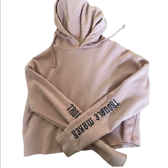 dusty pink cropped hoodie - Picture 1 of 1